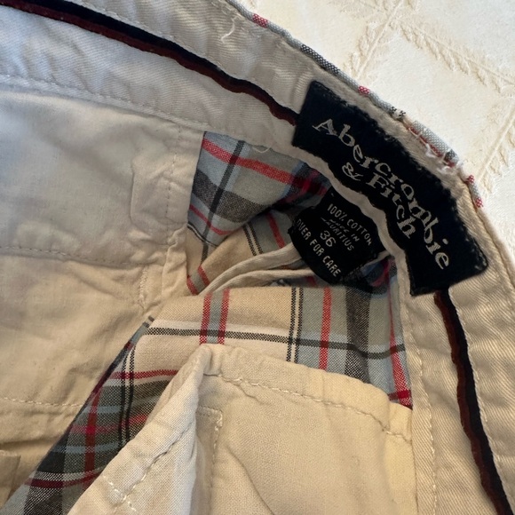 Abercrombie Fitch Madras Blue Plaid Plain Front Pants Sz 36 Kentucky Derby - Picture 2 of 6